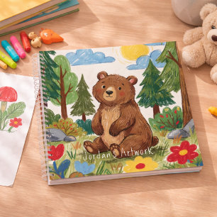 Cute Bear Woodland Animal Kids Sketchbook Notebook