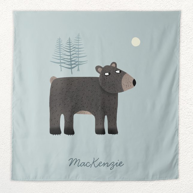 Cute Bear Woodland Personalized Tapestry (Creator Uploaded)