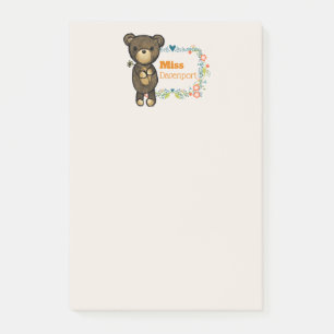 Cute Bear, Yellow Flower & Floral Wreath Custom Post-it Notes