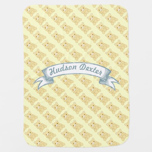 Cute Bear Yellow Lil Man Baby Boy Receiving Blanket