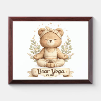 **Cute Bear Yoga Club – Peaceful Meditation & Well Award Plaque
