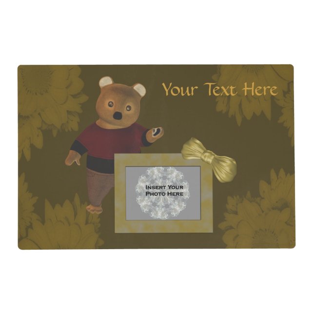Cute Bear Your Photo Template  Placemat (Front)
