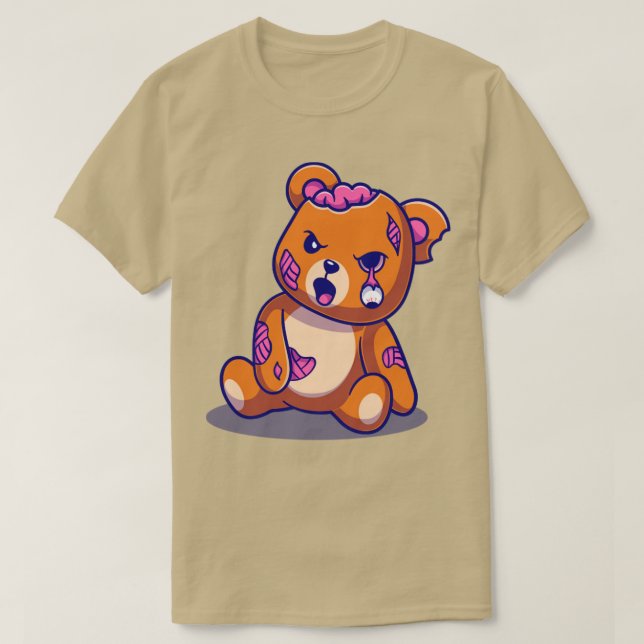 Cute Bear Zombie Cartoon T-Shirt (Design Front)
