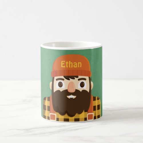 Cute Beard Lumberjack in Yellow Plaid Mug