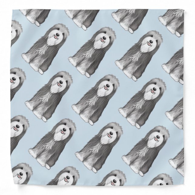 Cute Bearded Collies Pattern Bandana (Front)