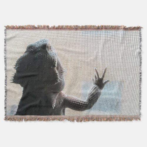 Cute Bearded Dragon by the Window Photo Throw Blanket