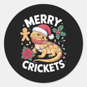 Cute Bearded Dragon Christmas Pun Classic Round Sticker