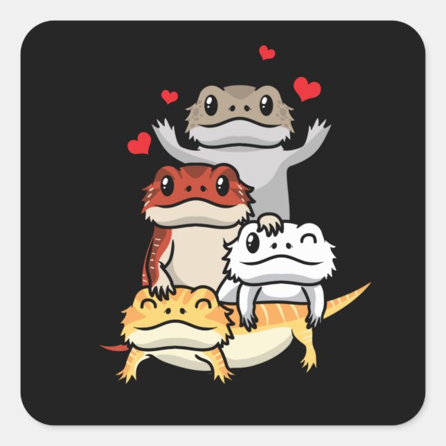 Cute Bearded Dragon Pogona Square Sticker (Front)