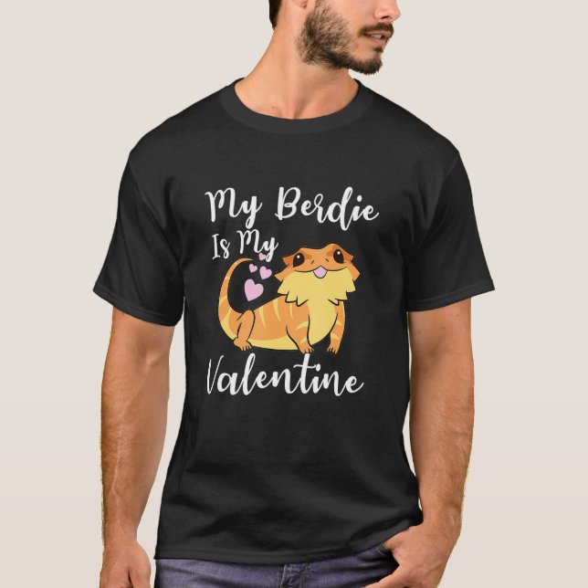Cute Bearded Dragon Valentines Day Beardie Reptile T-Shirt (Front)