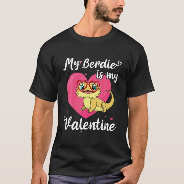 Cute Bearded Dragon Valentines Day Beardie Reptile T-Shirt (Front)