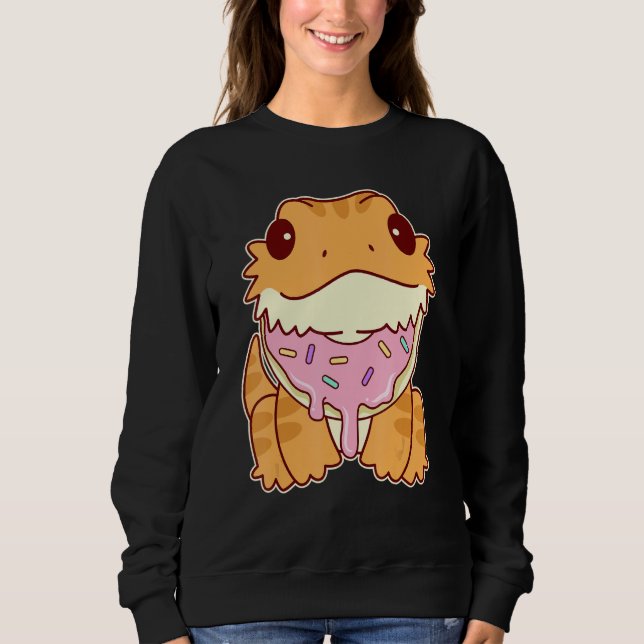Cute Bearded Dragon With Doughnut Sweatshirt (Front)