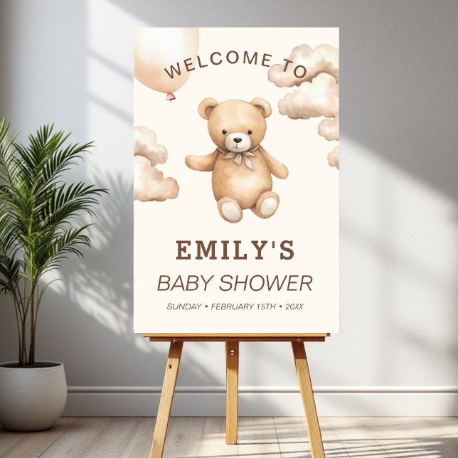 Cute Bearly Can Wait Baby Shower Welcome Sign (Creator Uploaded)