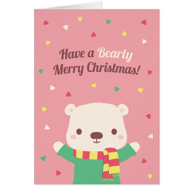 Cute Bearly Merry Christmas Greeting Card (Front)