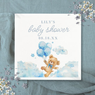 Cute Bearly Wait Blue Boy Baby Shower Napkins