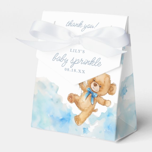 Cute Bearly Wait Blue Boy Baby Shower Sprinkle Favor Boxes (Front Side)