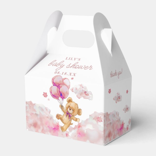 Cute Bearly Wait Pink Girl Baby Shower Favor Boxes (Front Side)