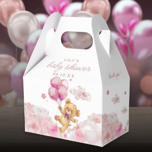 Cute Bearly Wait Pink Girl Baby Shower Favor Boxes