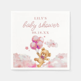 Cute Bearly Wait Pink Girl Baby Shower Napkins