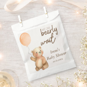 Cute Bearly Wait Teddy Bear Baby Shower Favor Bag