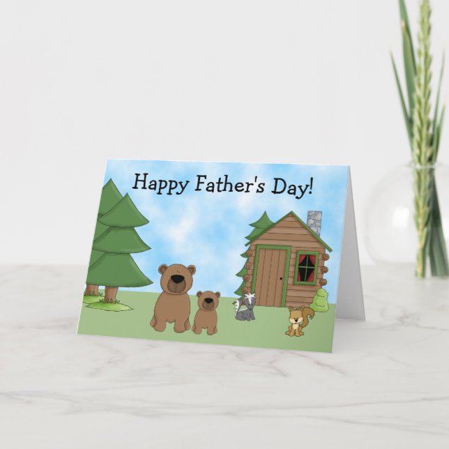 Cute Bears and Cabin Father's Day Card (Front)