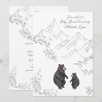 Cute Bears and Mountain Woodland Baby Shower Invitation | Zazzle