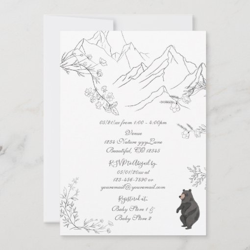 Cute Bears and Mountain Woodland Baby Shower Invitation | Zazzle