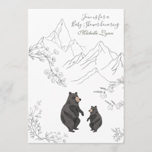 Cute Bears and Mountain Woodland Baby Shower Invitation