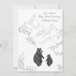 Cute Bears and Mountain Woodland Baby Shower Invitation | Zazzle