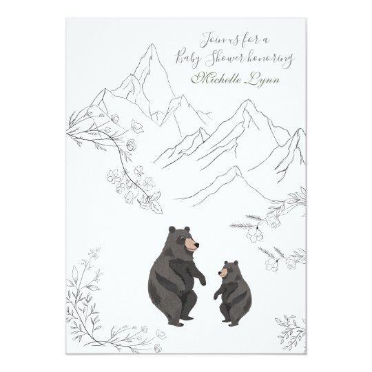 Cute Bears and Mountain Woodland Baby Shower Invitation | Zazzle.com