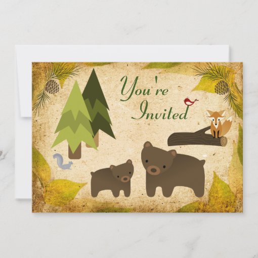 Cute Bears and Woodland Animals Baby Shower Invite | Zazzle