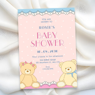 Cute bears baby shower invitation