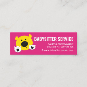 Cute Bears Babysitting Mini Business Card
