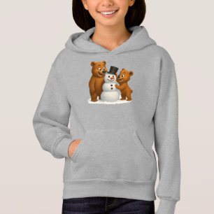 cute bears building a snowman hoodie