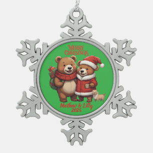 cute bears Christmas Snowflake Framed Ornament