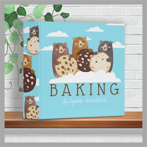 Cute bears cookies personalized cookbook recipe 3 ring binder