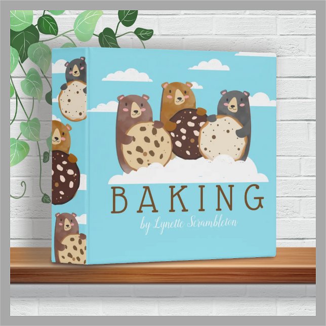 Cute bears cookies personalized cookbook recipe 3 ring binder (Creator Uploaded)