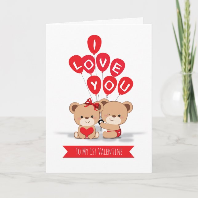 Cute Bears Couple Valentine's Day Card (Front)