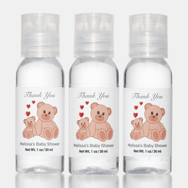 Cute Bears & Flowers Thank You Baby Shower Hand Sanitizer (Set)
