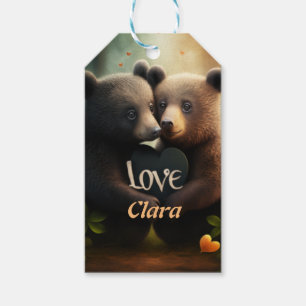 Cute bears hugging in love gift tags