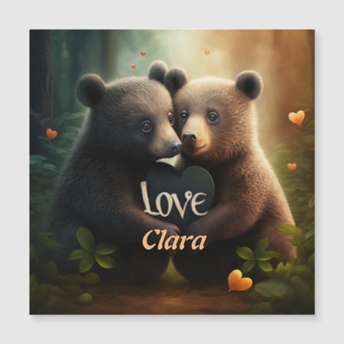 Cute bears hugging in love  postcard