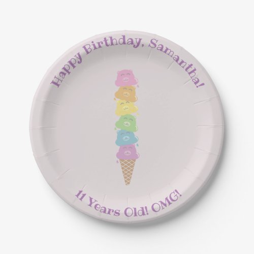 Cute Bears Ice Cream Cone Party Plates