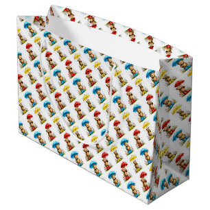 Cute Bears in Galoshes with Umbrellas Whimsical Large Gift Bag