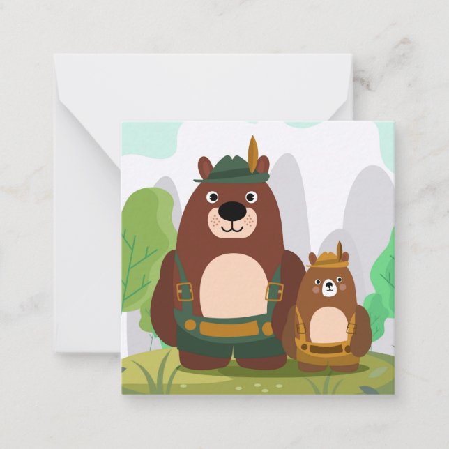 Cute Bears in lederhosen Note Card (Front)