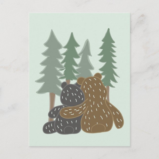 Cute Bears in the Forest Blank Earth Day Postcard (Front)