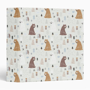 Cute Bears in the Woods Pattern 3 Ring Binder