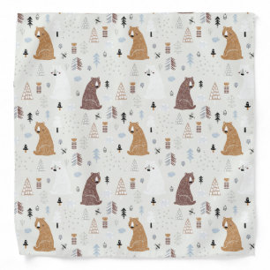 Cute Bears in the Woods Pattern Bandana