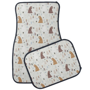 Cute Bears in the Woods Pattern Car Floor Mat
