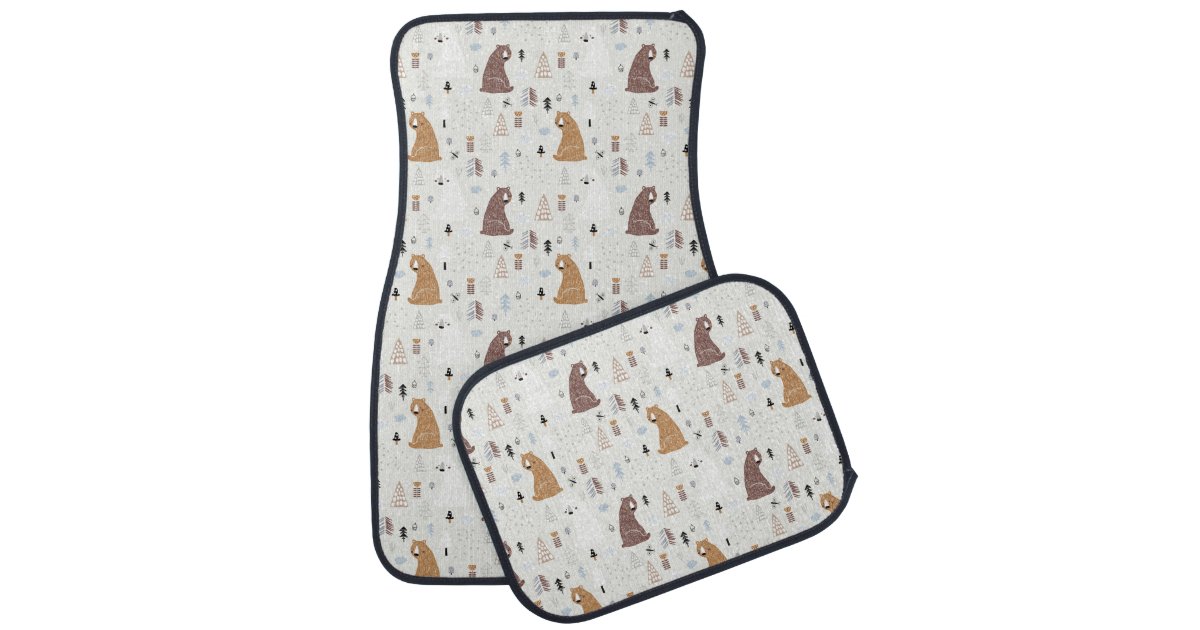 Cute Bears in the Woods Pattern Car Floor Mat | Zazzle