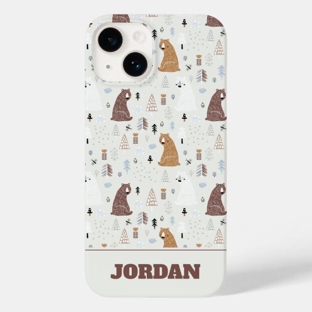 Cute Bears in the Woods Pattern Case-Mate iPhone Case (Back)