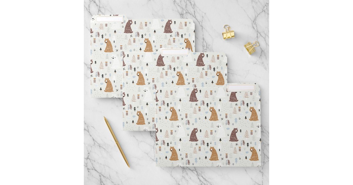 Cute Bears in the Woods Pattern File Folder | Zazzle